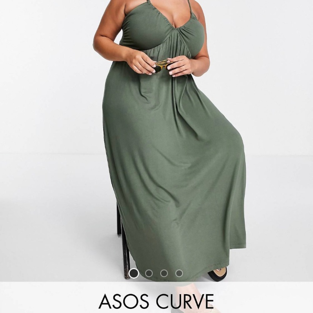 ASOS Design Curve Cupped detail maxi dress in khaki